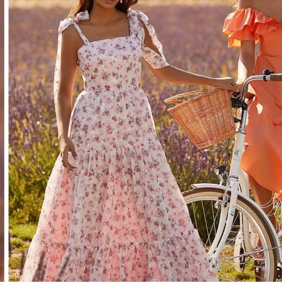chinese dress ladies Anais Floral Mauder Balloon Maxi Dress FUCHSIA-MULT / XL by Sugarlips main image 1